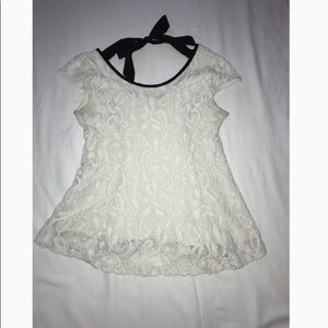Lace peplum shortsleeve top